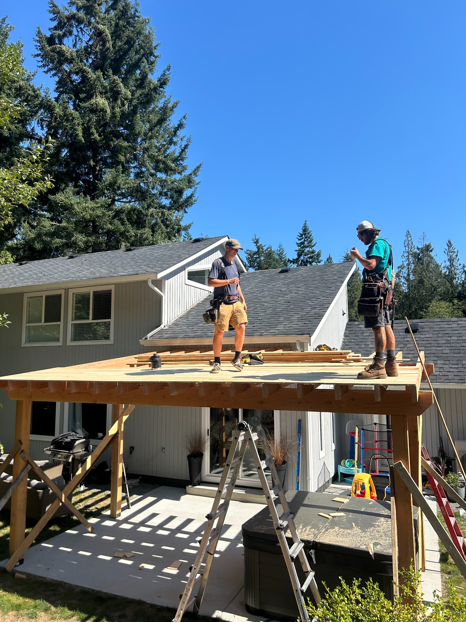 Raised cedar deck build